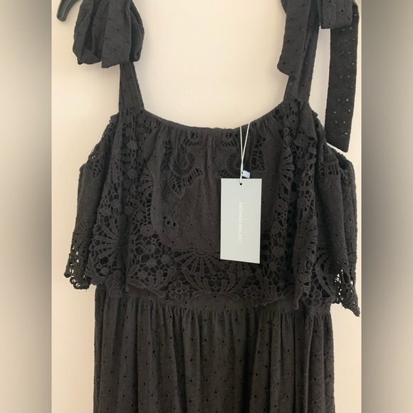 ANTONIO MELANI SIRI NOVELTY DRESS MIDI EMBROIDERED EYELET FLORAL BLACK SIZE 6 - Picture 3 of 7